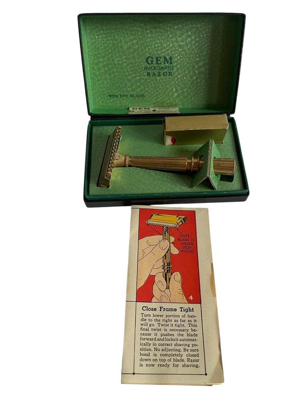 Vintage GEM Micromatic Single Edge Safety Razor w/ Original Hard Case & Blades